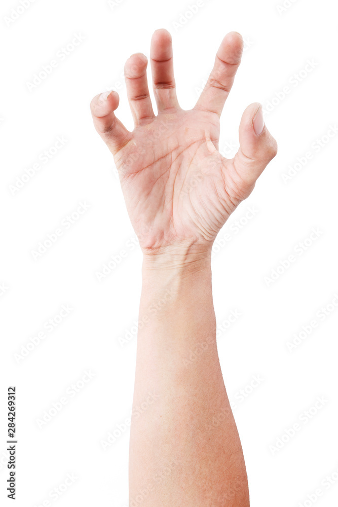 Man hand gestures isolated over the white background. Zombie Hands.