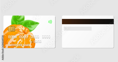 Credit plastic card with emv chip. Contactless payment