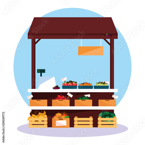 stall kiosk of store vegetables and fruits