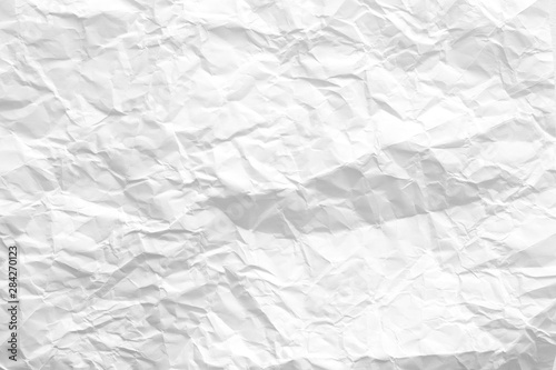 White wrinkled paper sheet. Creased pattern. Ecology problem concept. Abstract art background. Copy space.
