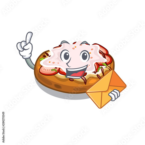 With envelope bruschetta in the a cartoon lunchbox