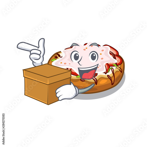 With box bruschetta in the a cartoon lunchbox