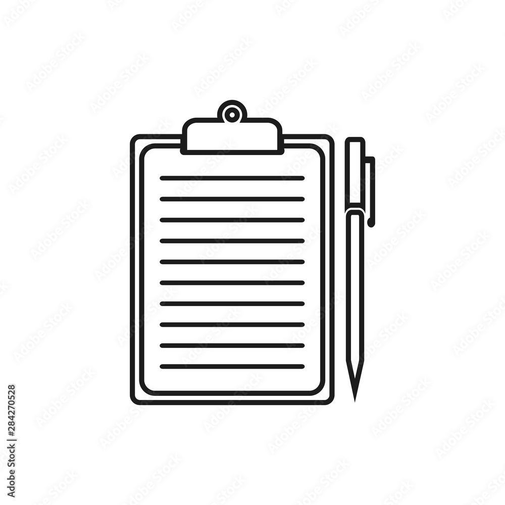 Pen and Clipboard Icon. Line style vector EPS. Pen and Clipboard Icon. Line style vector EPS.