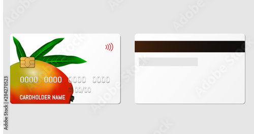 Credit plastic card with emv chip. Contactless payment