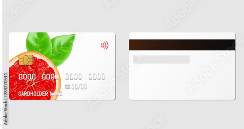 Credit plastic card with emv chip. Contactless payment