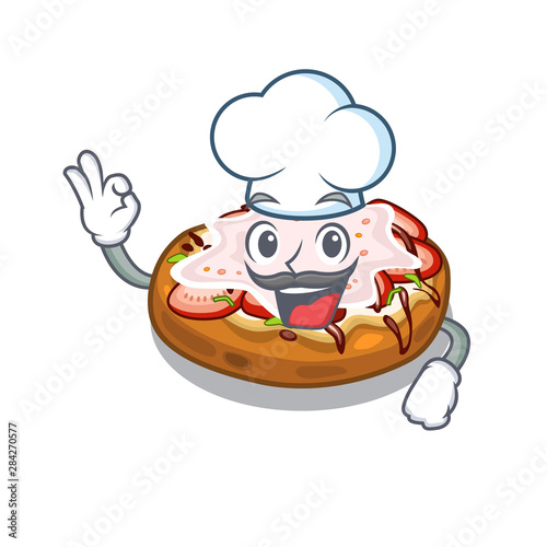 Chef bruschetta in the a cartoon lunchbox