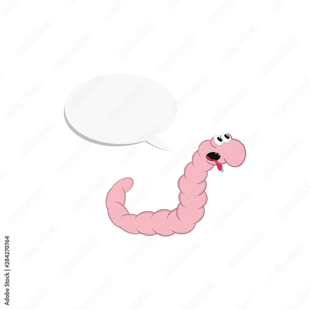 Little cartoon pink worm shows emotion of disgust. Isolated element for design. Little cartoon pink worm shows emotion of disgust. Isolated element for design.