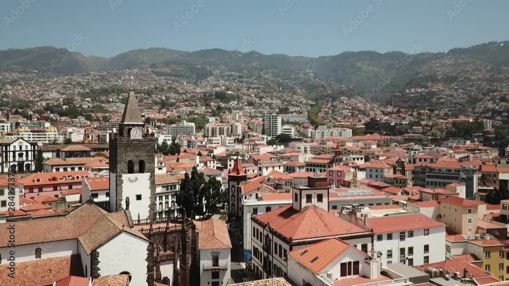 Aerial view of amphitheater of Funchal city, capital of Madeira island, Portugal Aerial view of amphitheater of Funchal city, capital of Madeira island, Portugal