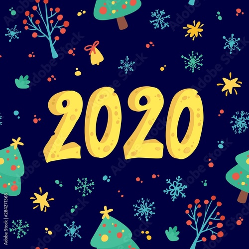 2020 New Year holiday  fest vector seamless pattern