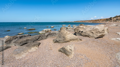 Rock fragments on the ocean shore