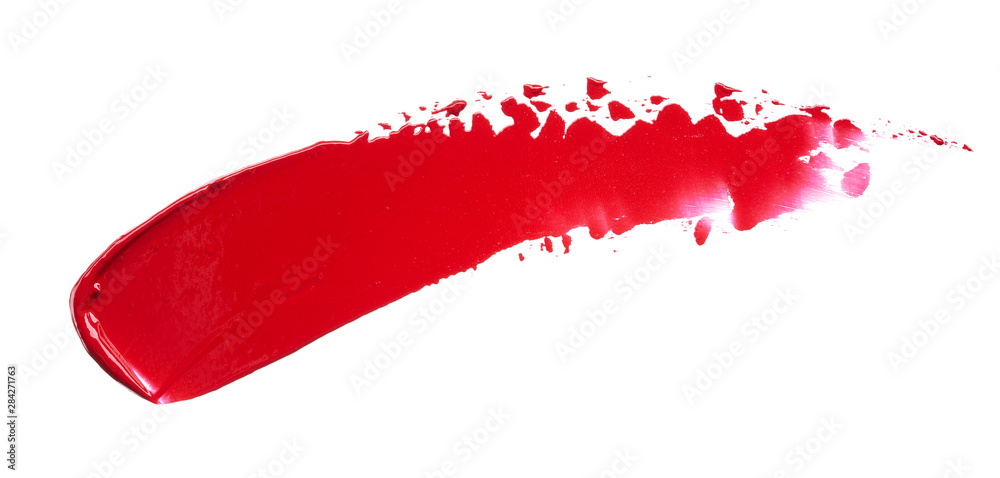 Smear and texture of red lipstick or acrylic paint isolated on white background. Smear and texture of red lipstick or acrylic paint isolated on white background.