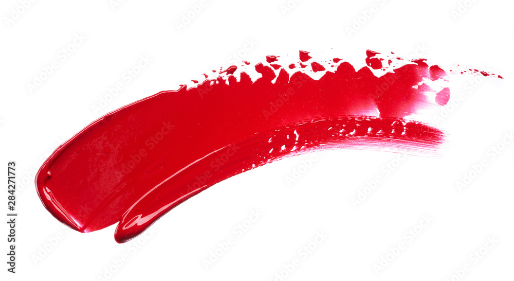Smear and texture of red lipstick or acrylic paint isolated on white background. Smear and texture of red lipstick or acrylic paint isolated on white background.