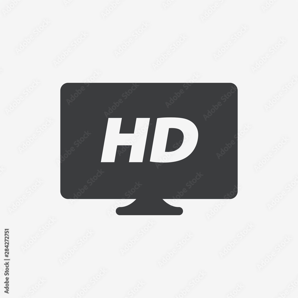High Definition HD TV Flat Vector Icon