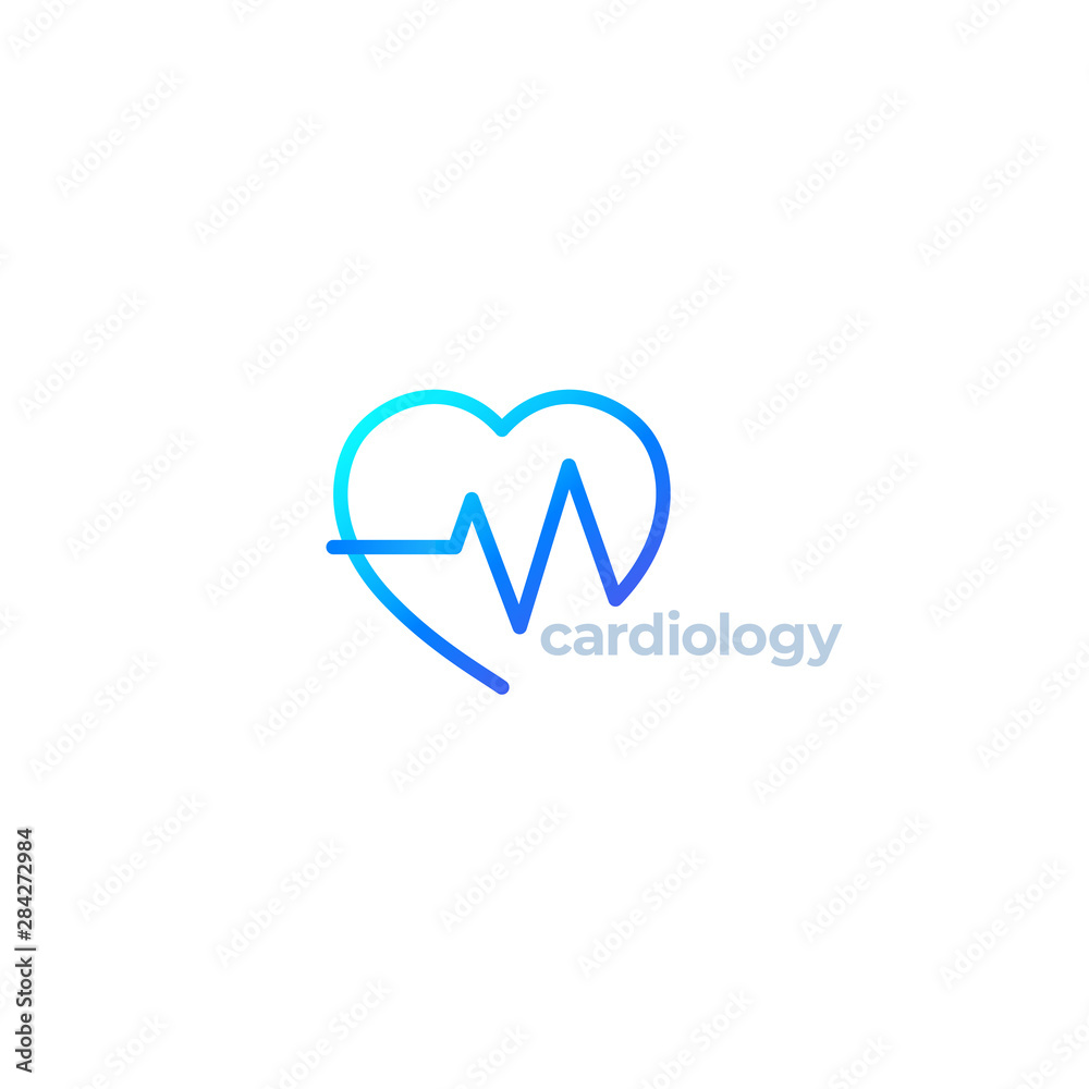 cardiology vector logo with heart