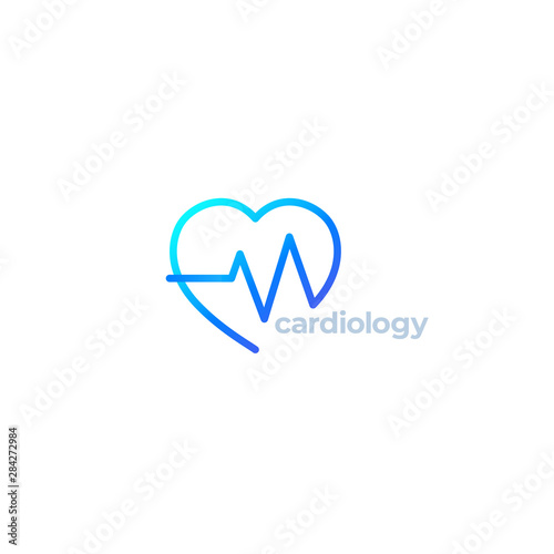 cardiology vector logo with heart