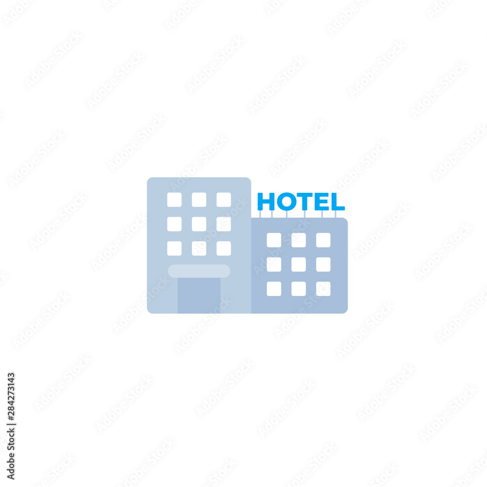 Hotel icon in flat style Hotel icon in flat style