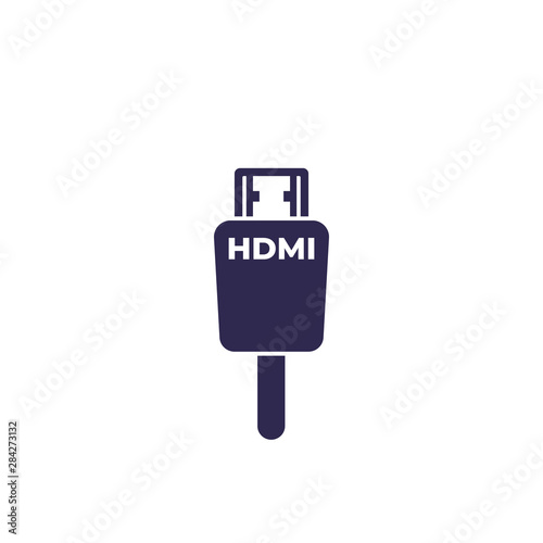 HDMI cable icon on white, vector