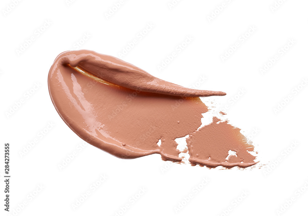 Gently beige strokes and texture of makeup foundation or acrylic paint isolated on white background Gently beige strokes and texture of makeup foundation or acrylic paint isolated on white background