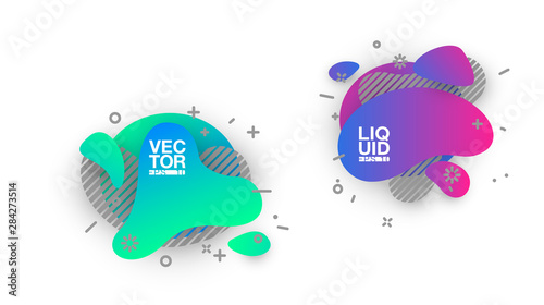 geometric colorful abstract shapes set badges background for banner web, app, poster. Trendy minimal modern design isolated white background. Abstract geometric shapes, lines patterns composition set.