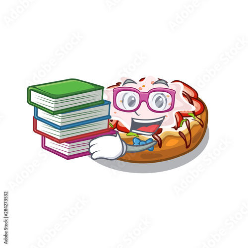 Student with book bruschetta isolated with in the character