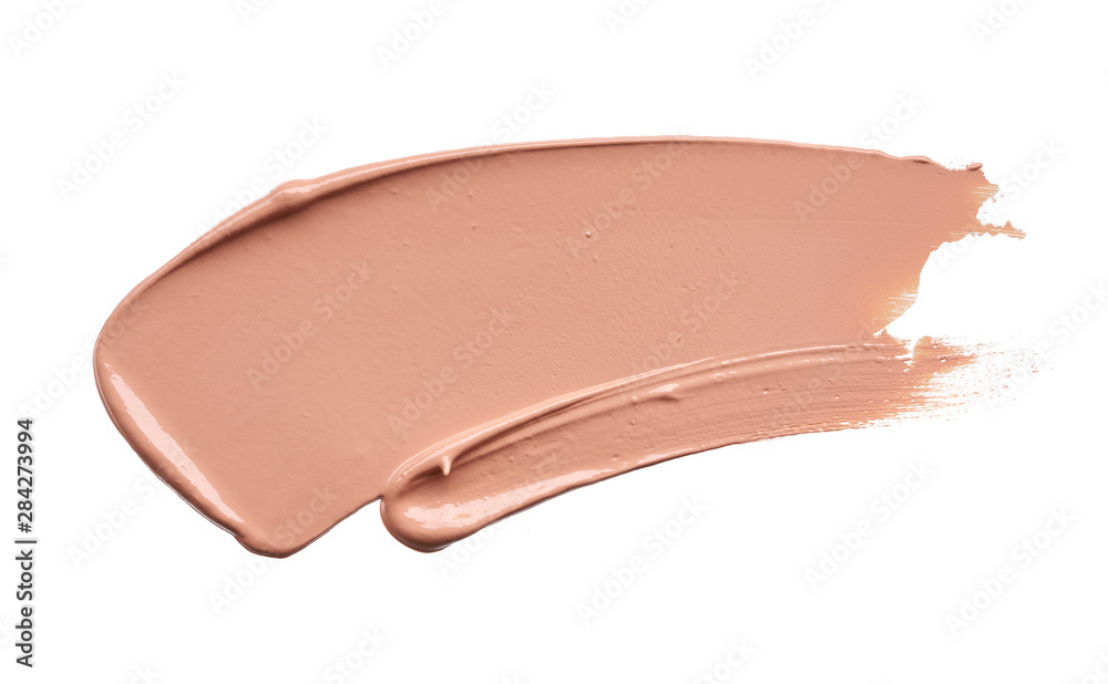 Gently beige strokes and texture of makeup foundation or acrylic paint isolated on white background Gently beige strokes and texture of makeup foundation or acrylic paint isolated on white background