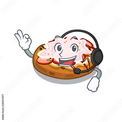 With headphone bruschetta isolated with in the character