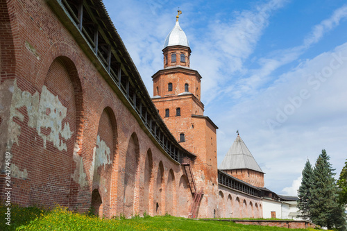 Old towers of Novgorod Kremlin, Russia