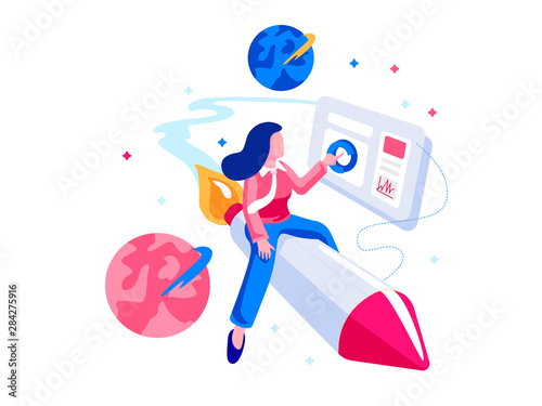 Startup Business Illustration Concept. Modern flat design concept of web page design for website and mobile website.Vector illustration