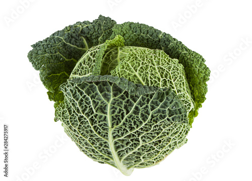 Fresh Savoy cabbage on a white background