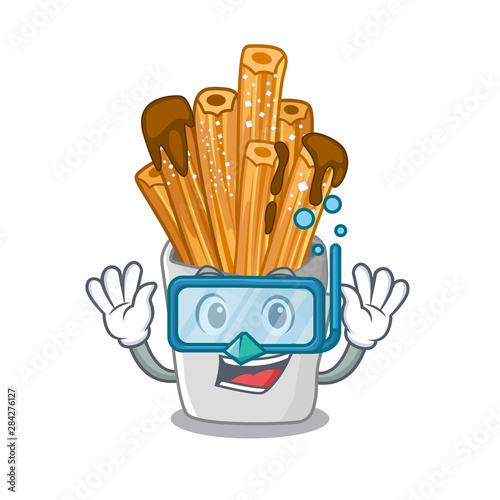 Diving churros isolated with in the cartoon