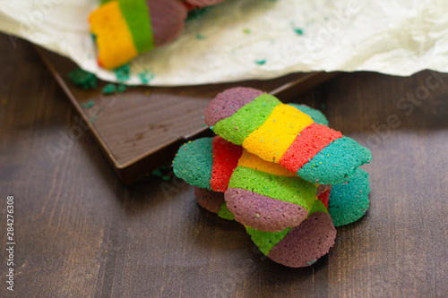 Biskut pelangi lidah kucing is colorful biscuit that is popular among Malaysian especially during eid celebration