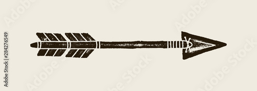 Hand Draw Ethnic Indian Arrow. Vector Illustration of Tribal Arrows Isolated on White Background