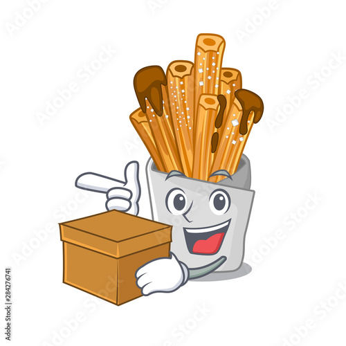 With box churros isolated with in the cartoon