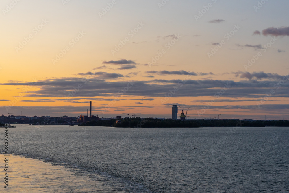 View beautiful sunset in Finland Baltic sea View beautiful sunset in Finland Baltic sea