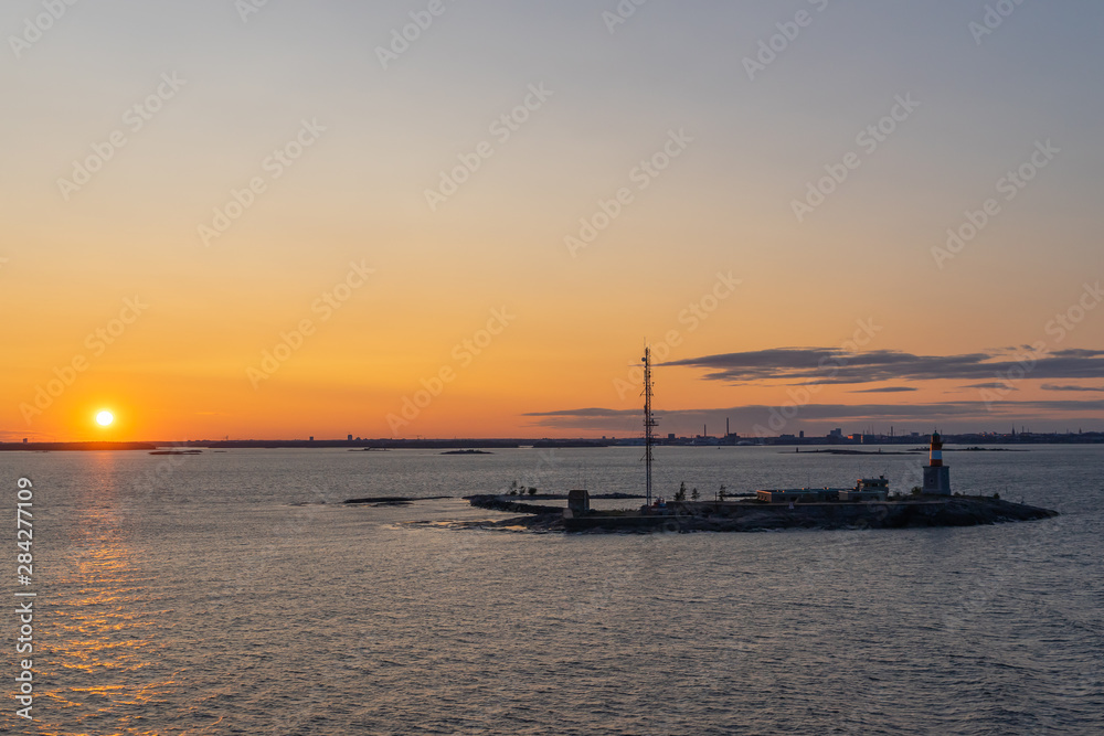 View beautiful sunset in Finland Baltic sea View beautiful sunset in Finland Baltic sea