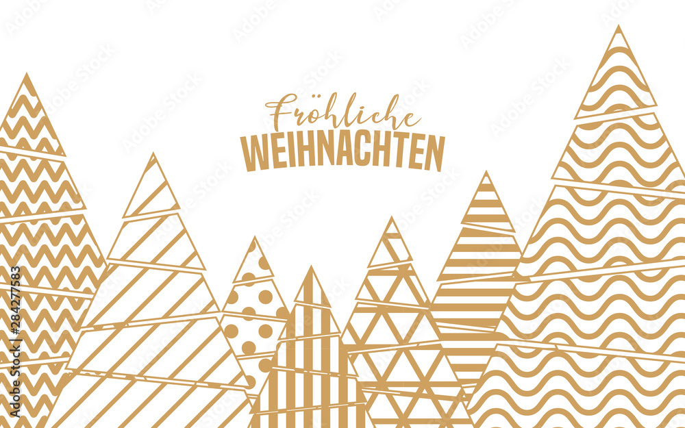geometrische Weihnachtskarte mit Bäumen