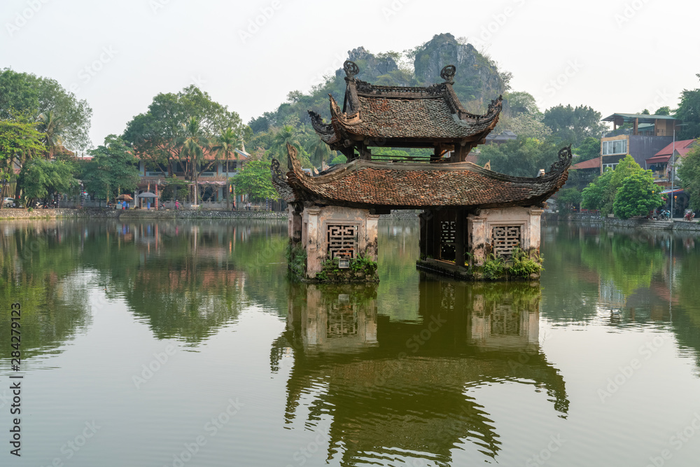 Floating temple in Thay Pagoda or Chua Thay, one of the oldest Buddhist pagodas in Vietnam, in Quoc Oai district, Hanoi