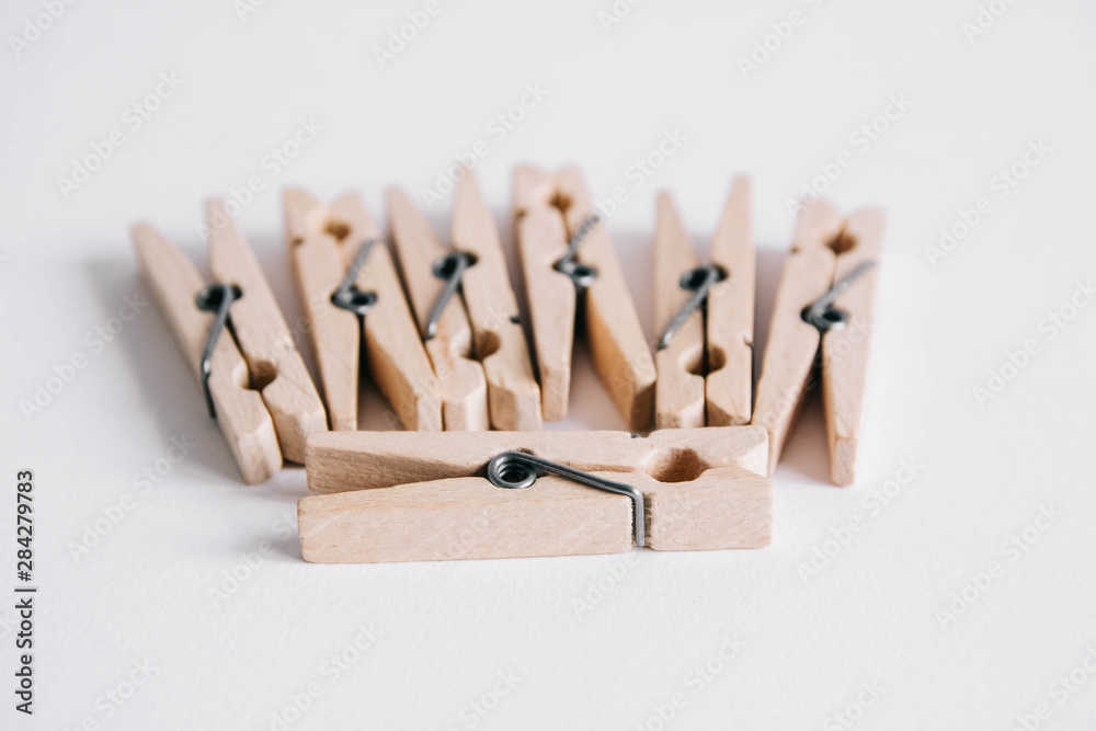 Set of clothespins isolated on white background Set of clothespins isolated on white background