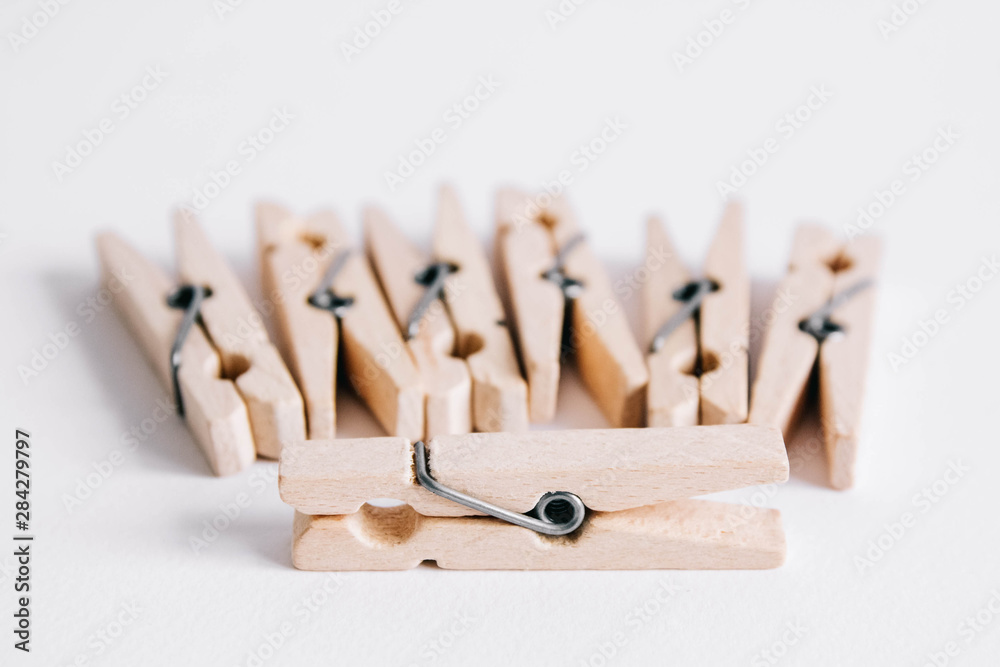 Set of clothespins isolated on white background Set of clothespins isolated on white background