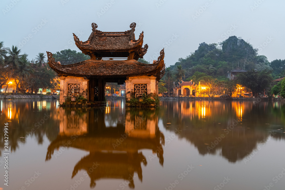 Floating temple in Thay Pagoda or Chua Thay, one of the oldest Buddhist pagodas in Vietnam, in Quoc Oai district, Hanoi Floating temple in Thay Pagoda or Chua Thay, one of the oldest Buddhist pagodas in Vietnam, in Quoc Oai district, Hanoi