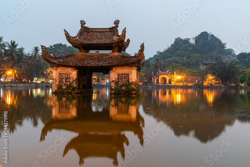 Floating temple in Thay Pagoda or Chua Thay, one of the oldest Buddhist pagodas in Vietnam, in Quoc Oai district, Hanoi