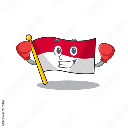 Boxing flag indonesia in the cartoon shape