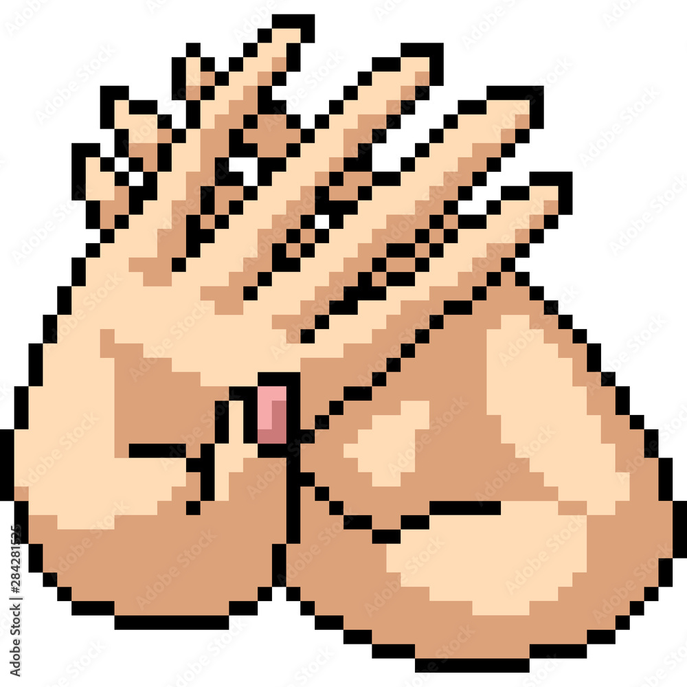 vector pixel art hand sign