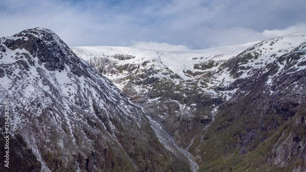 Aerial view of Buarbreen or Buerbreen glacier in the municipality of Odda in Hordaland county, Norway. Aerial view of Buarbreen or Buerbreen glacier in the municipality of Odda in Hordaland county, Norway.