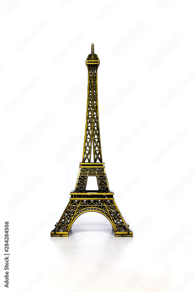 Eiffel tower souvenir isolated on white background