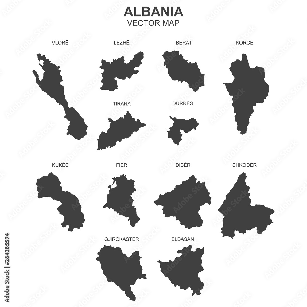 vector map of Albania on white background