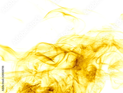 Yellow smoke on white background