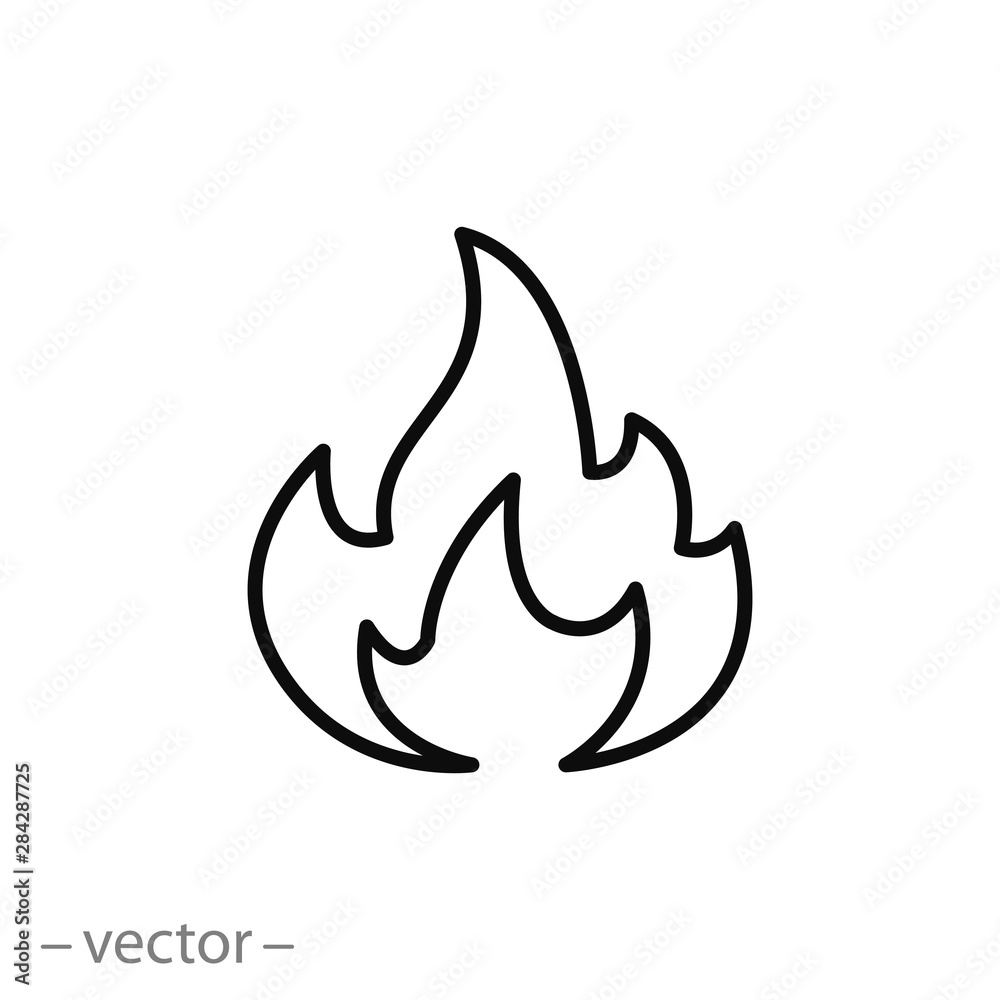 fire outline icon, flame thin line symbol on white background - editable stroke vector illustration eps10 fire outline icon, flame thin line symbol on white background - editable stroke vector illustration eps10