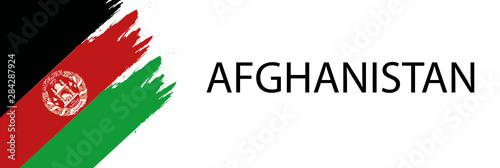 Country Flags -Afghanistan- Brush Strokes Painted Flag with White Background
