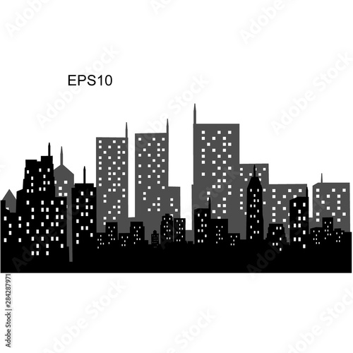   Vector city silhouette with windows. Vector Illustration